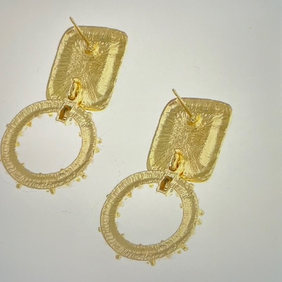 NWOT textured square faux opal drop earrings - Picture 4 of 5